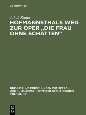 cover image of Hofmannsthals Weg zur Oper "Die Frau ohne Schatten"